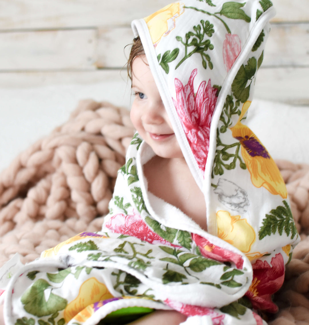 Kloud Bambu Hooded Towel Floral Print