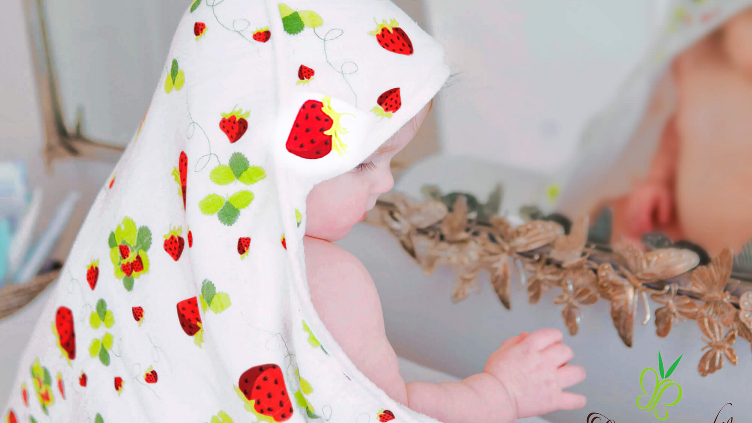 bamboo strawberry hooded towel