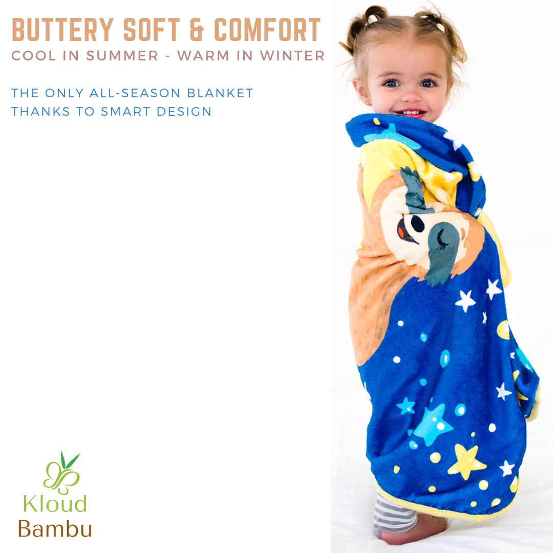 Baby  Minky Sloth Blanket -  Double Layers - I Love You to the Moon and Back