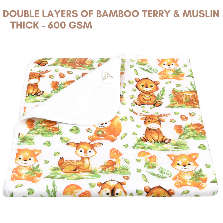 Bamboo Hooded Towel Woodland Print