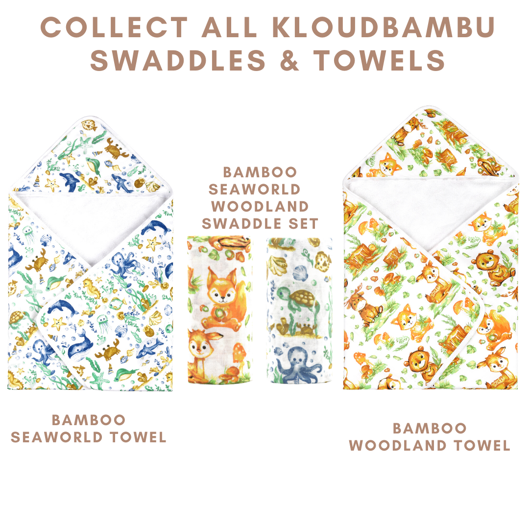 Kloud Bambu Hooded Towel Sea Life Print
