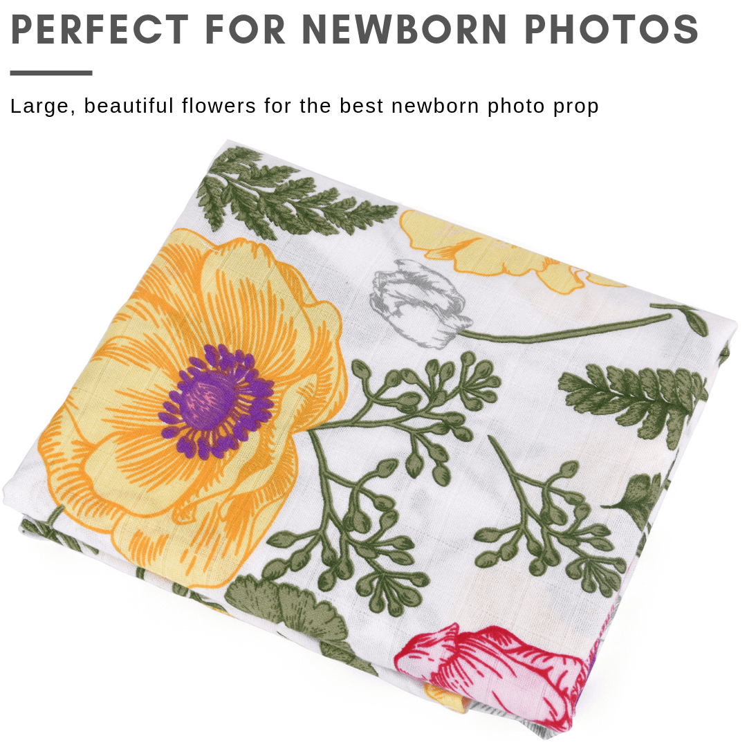 Kloud Bambu Muslin Swaddle Blanket Floral Print