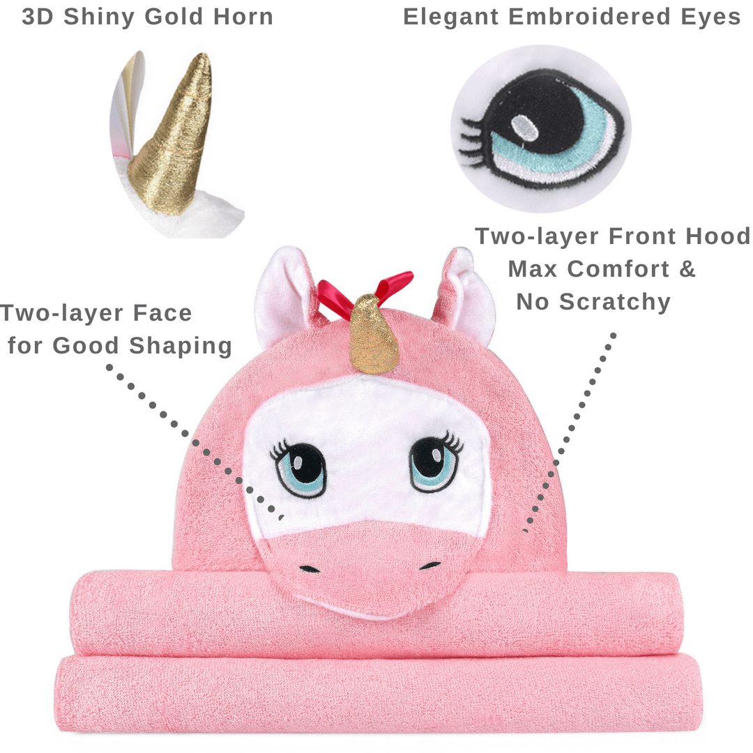 pink unicorn baby toddler towel with hood